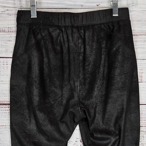 Free People Midnight Vegan Suede Pants S Black Pull On Leggings Stretchy Moto - Picture 4 of 12